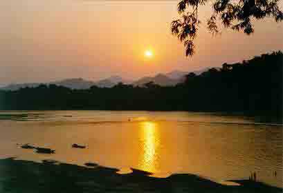 Zonsondergang aan de Mekong